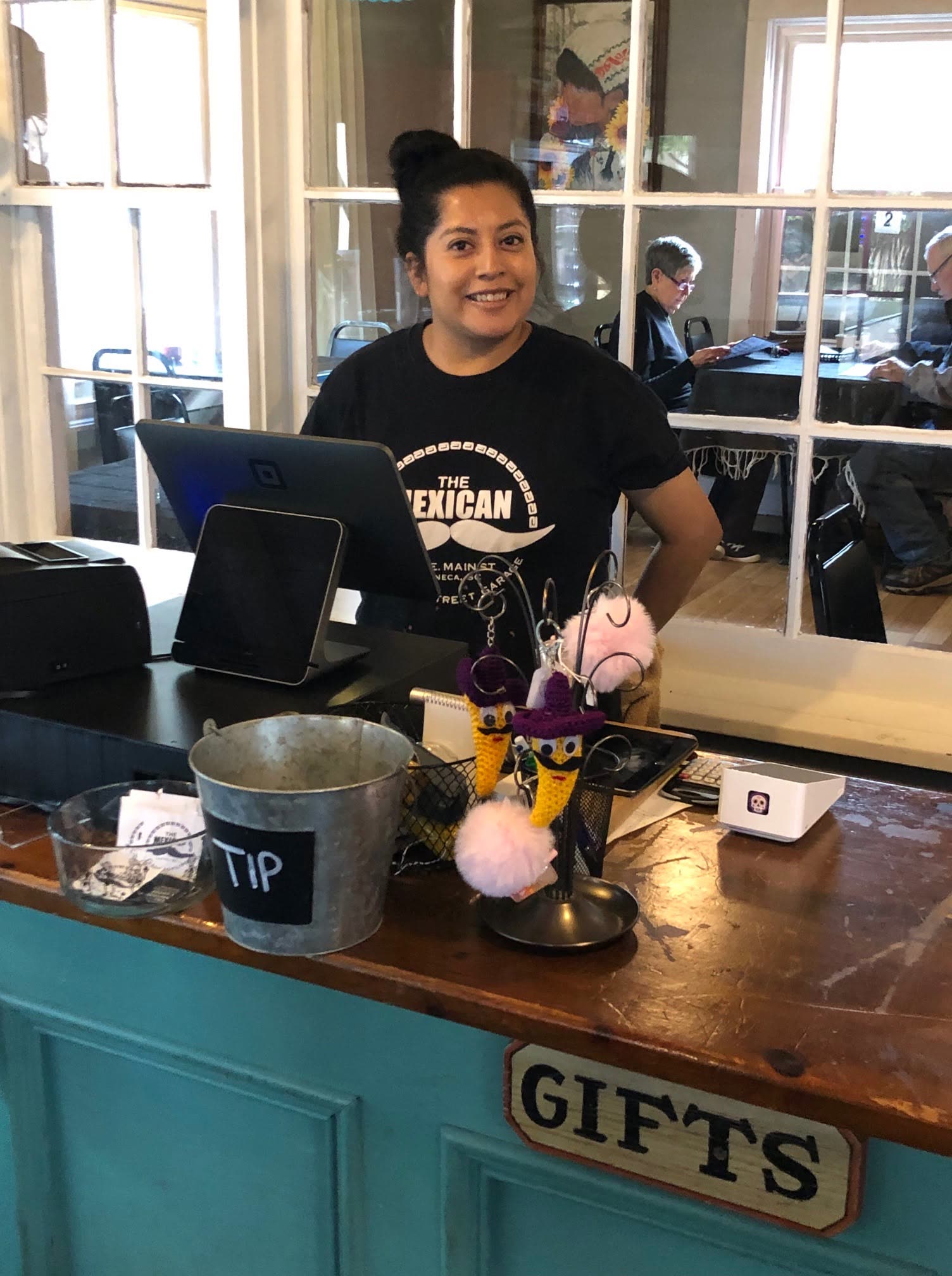 Carla, owner of The Mexican at Central Gastropub, at the host stand of the family-owned Mexican restaurant in Central, South Carolina